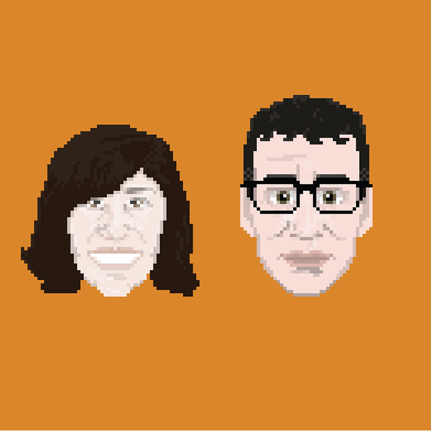 Pixel portrait of Carrie and Fred