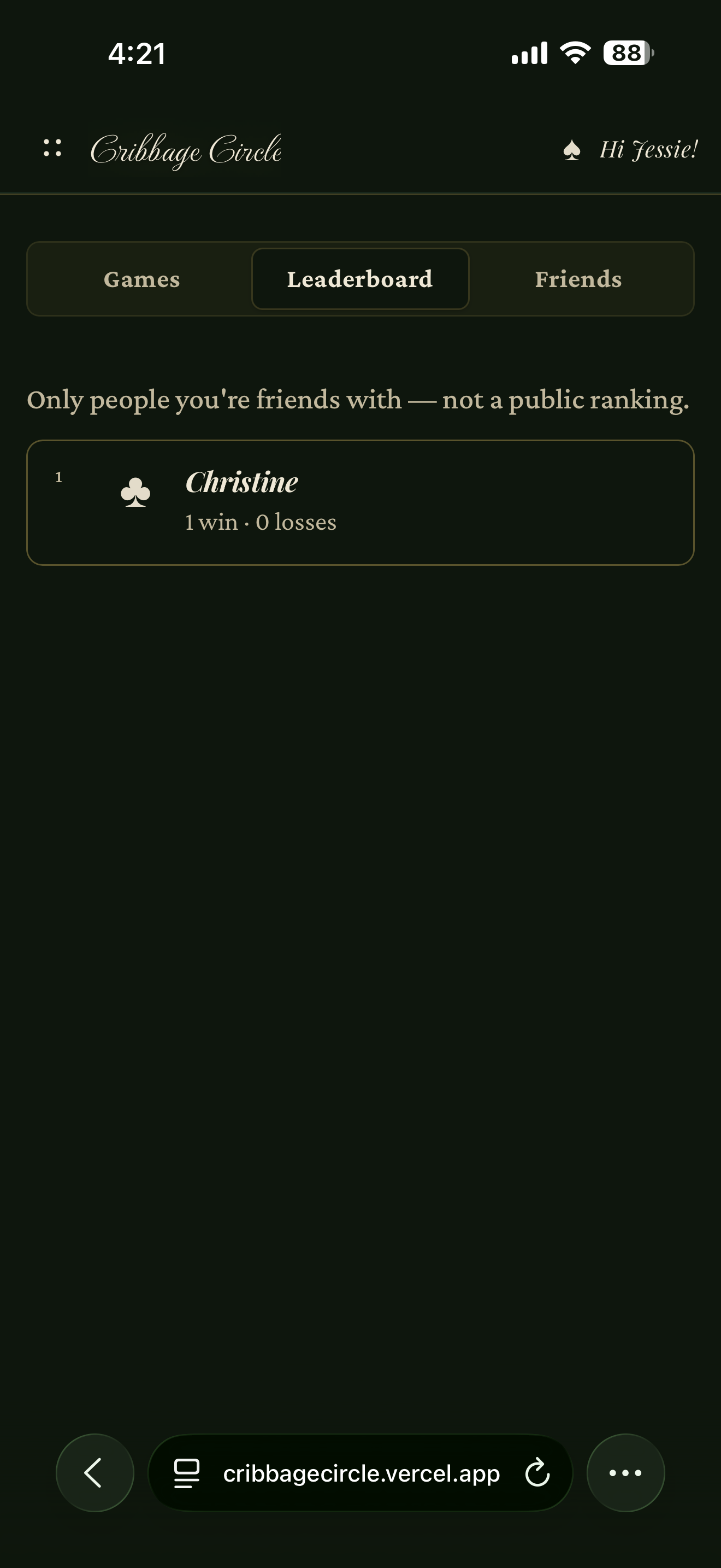 Friends leaderboard