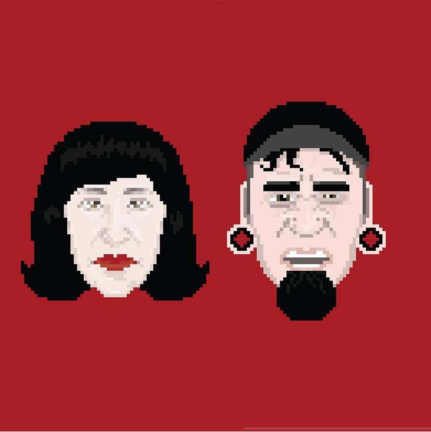 Pixel portrait of Irys and Spyke